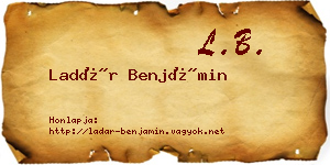 Ladár Benjámin névjegykártya